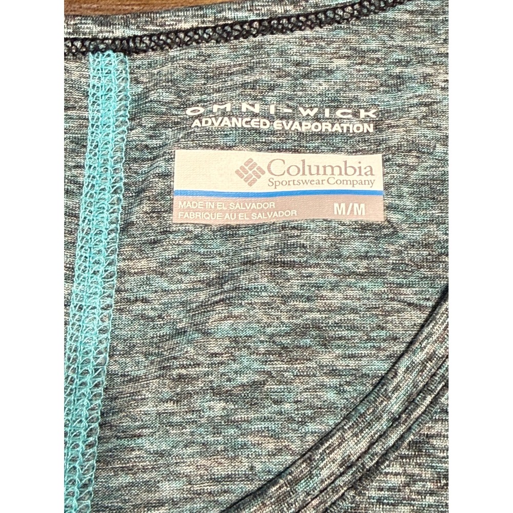 Columbia T-Shirt Womens Medium Teal Space Dye Omni-Wick V-Neck XK0164 Preloved - Picture 3 of 7